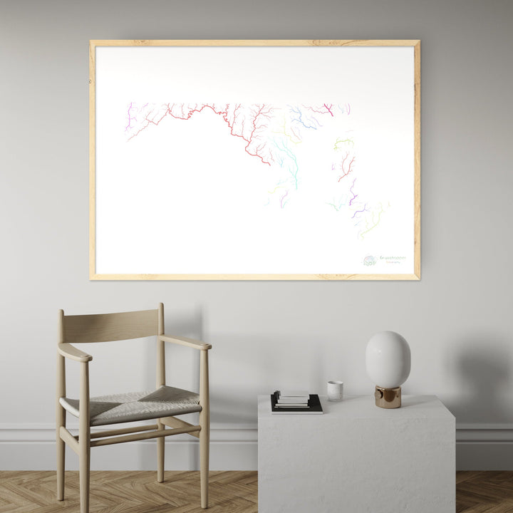 Maryland - River basin map, pastel on white - Fine Art Print