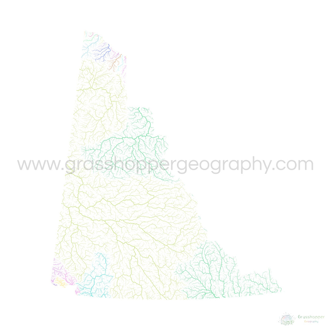 Yukon - River basin map, pastel on white - Fine Art Print