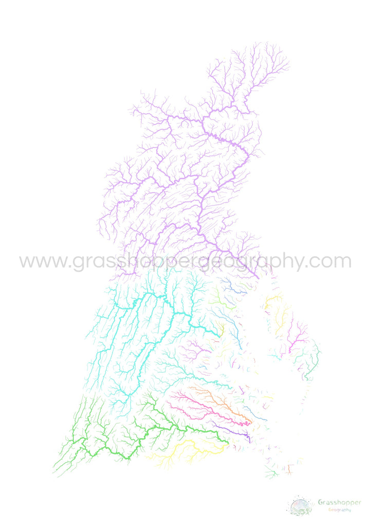 The Chesapeake Bay - River basin map, pastel on white - Fine Art Print