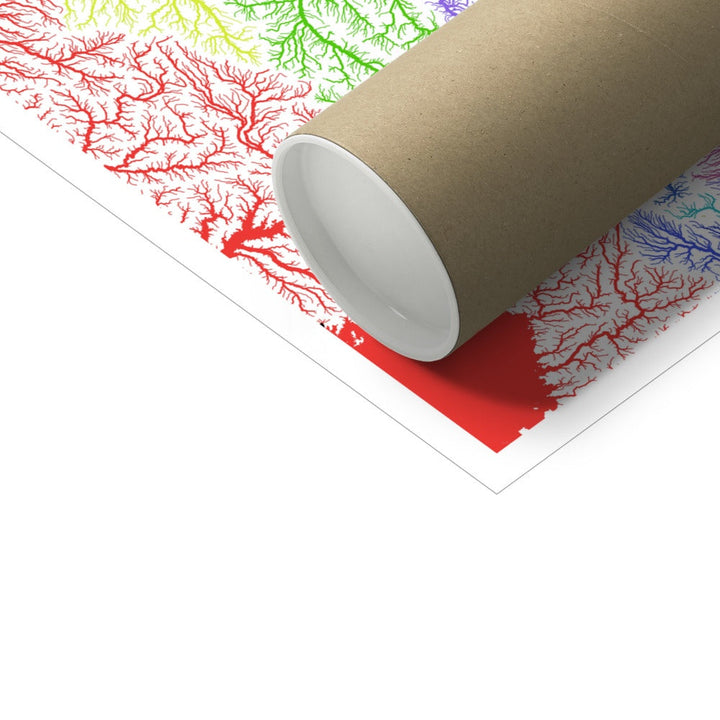 The Horn of Africa - River basin map, rainbow on white - - Fine Art Print