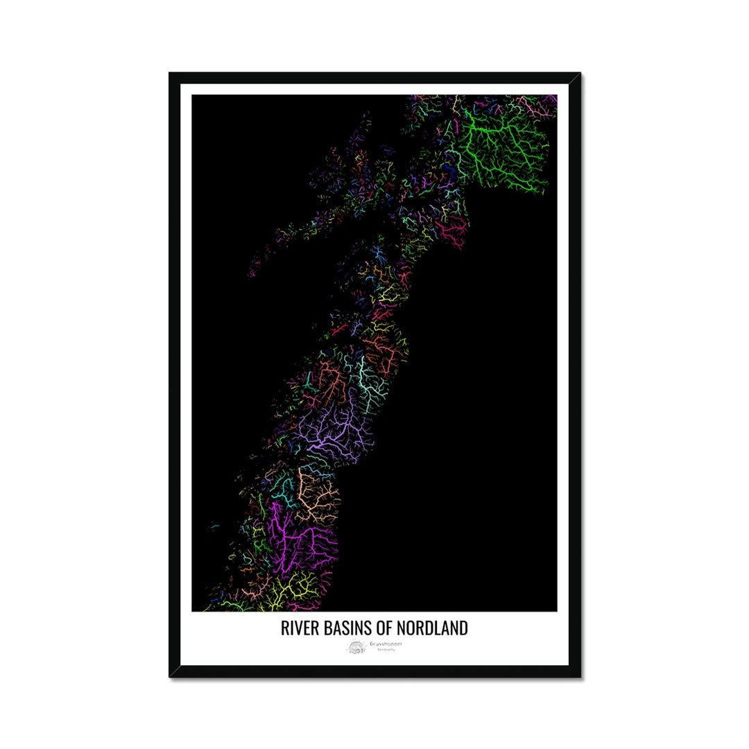 CUSTOM Nordland River basin map Framed Print