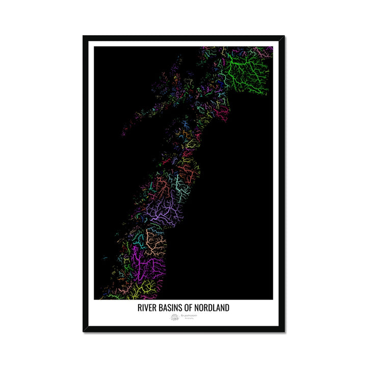 Carte personnalisée du bassin fluvial du Nordland Impression encadrée 