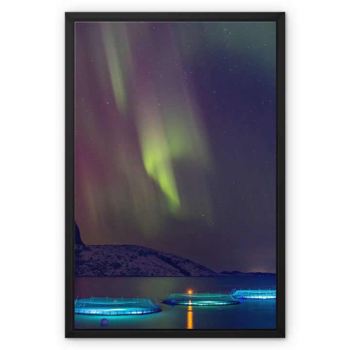 Fish pens with aurora III - Framed Canvas