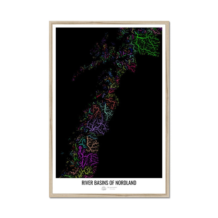 CUSTOM Nordland River basin map Framed Print