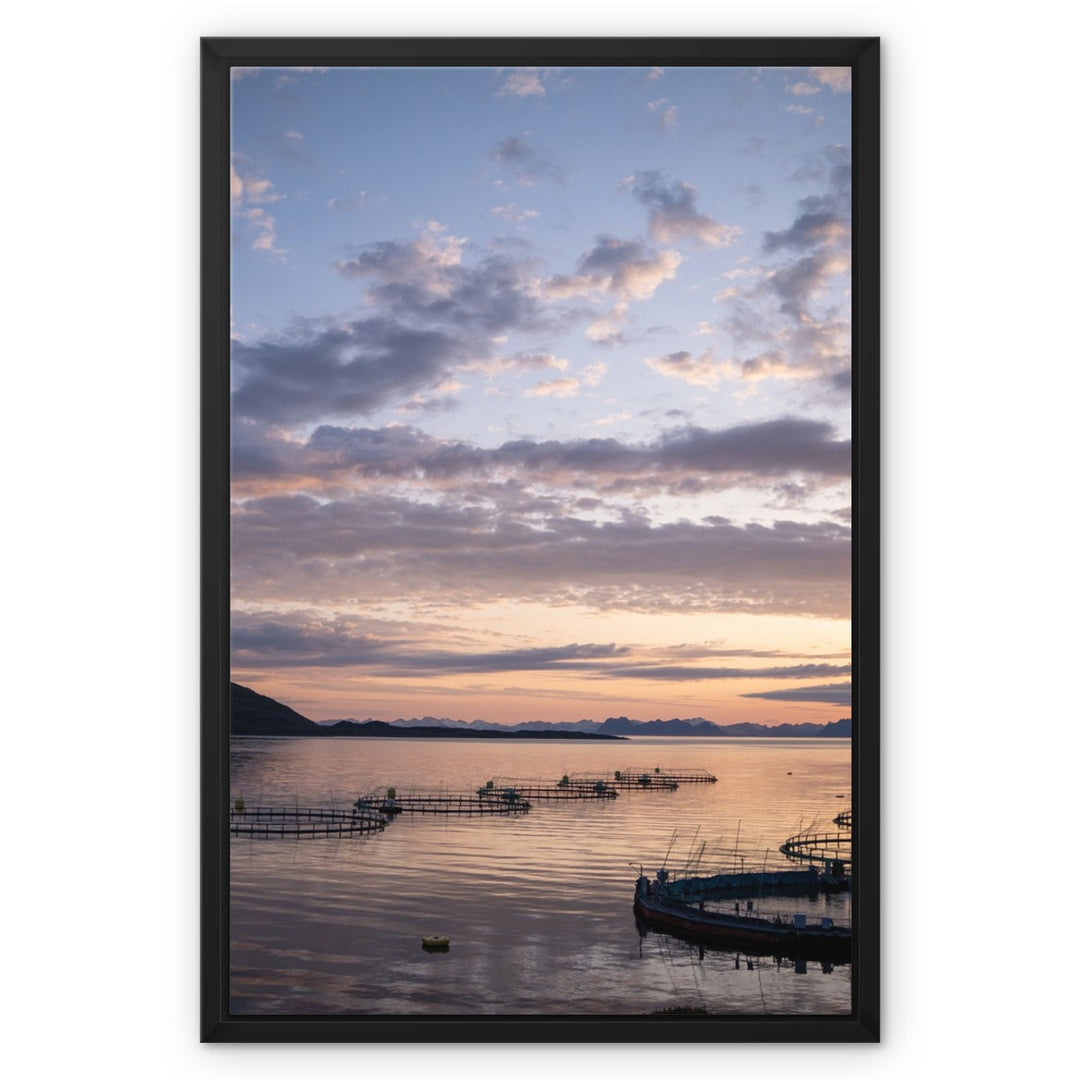 Sunset over the fish pens I - Framed Canvas