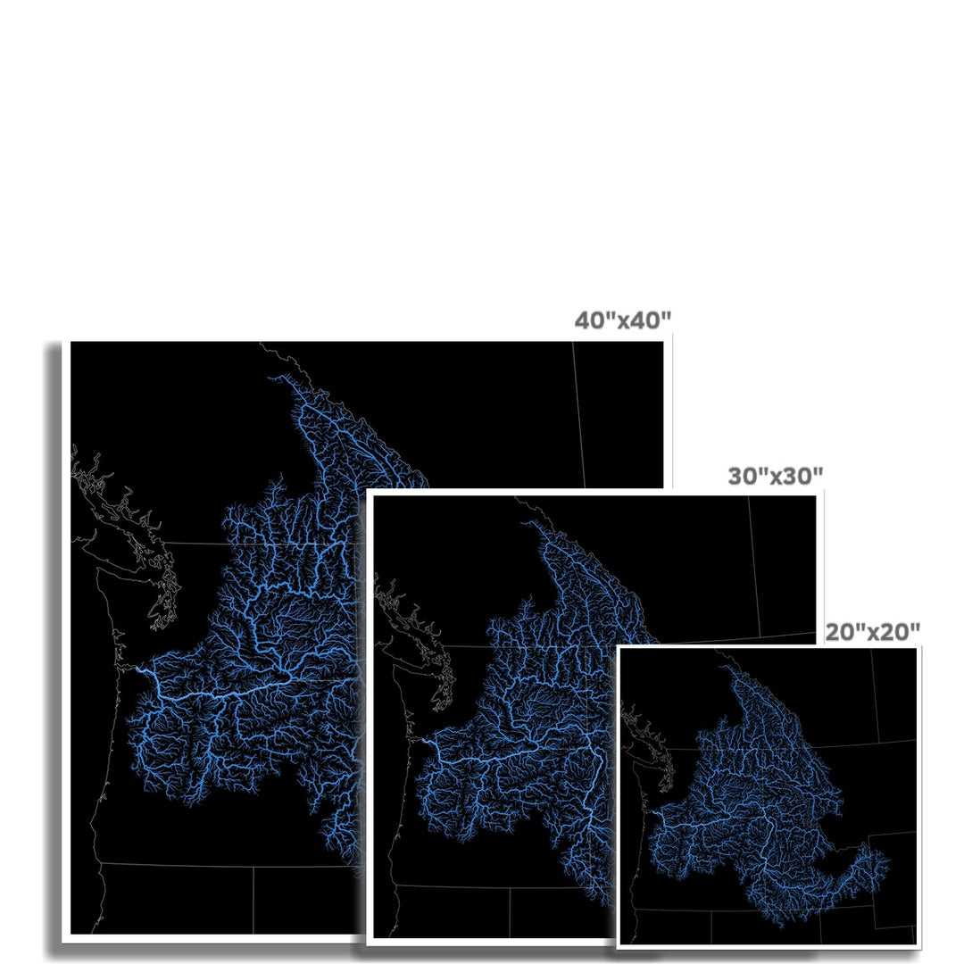 Mapa personalizado de la cuenca del río Columbia Impresión de bellas artes