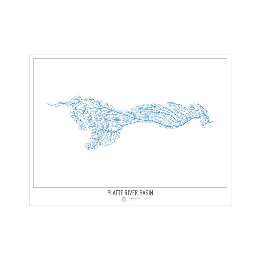 Mapa personalizado de la cuenca del río Platte I Impresión fotográfica