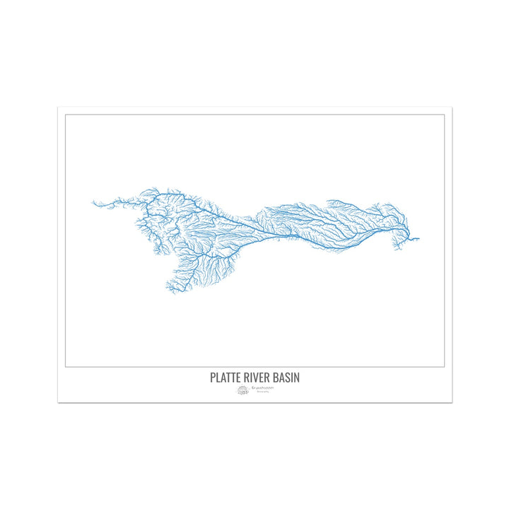 Carte personnalisée du bassin fluvial de Platte I Photo Art Print