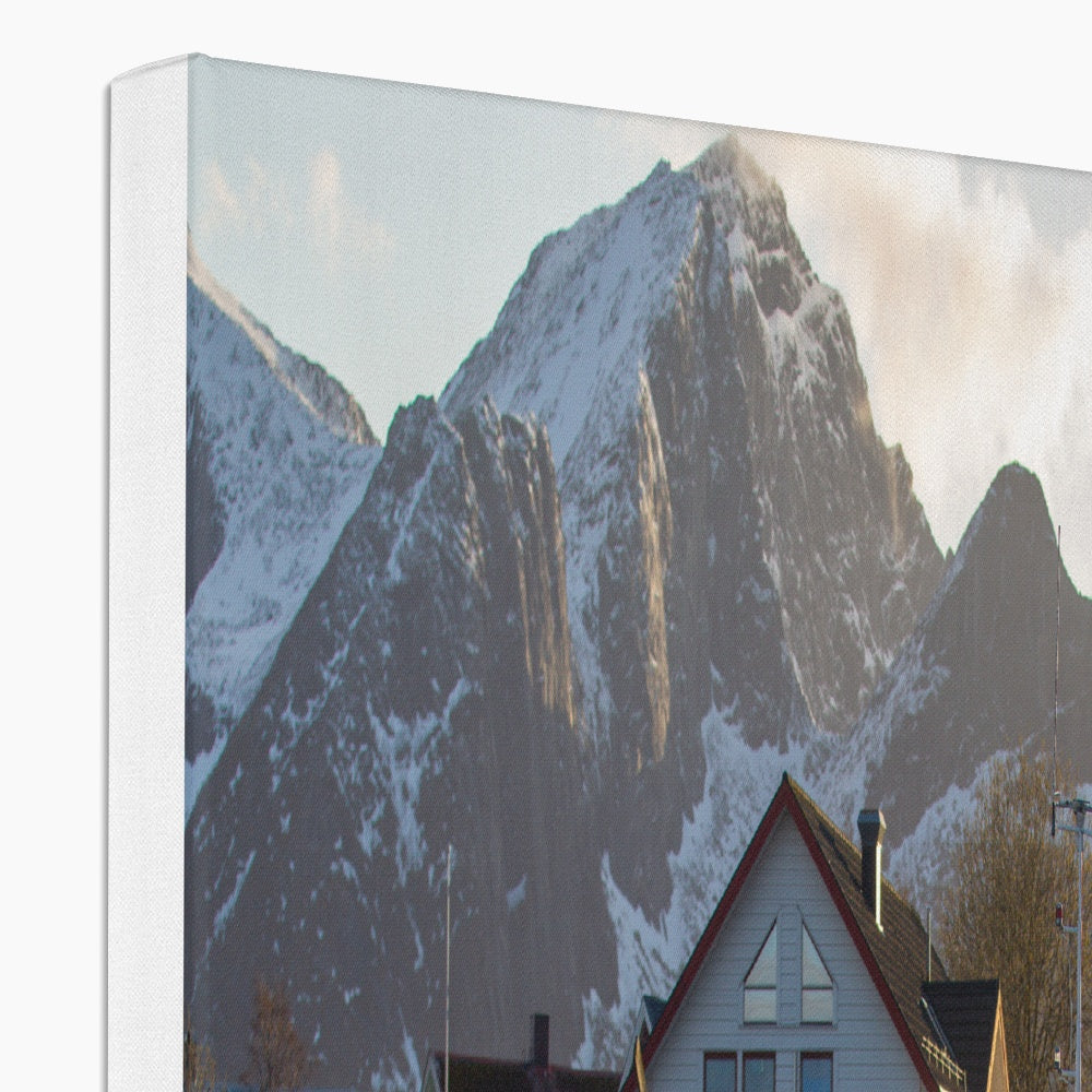 Skutvik harbour in the setting sun - Canvas
