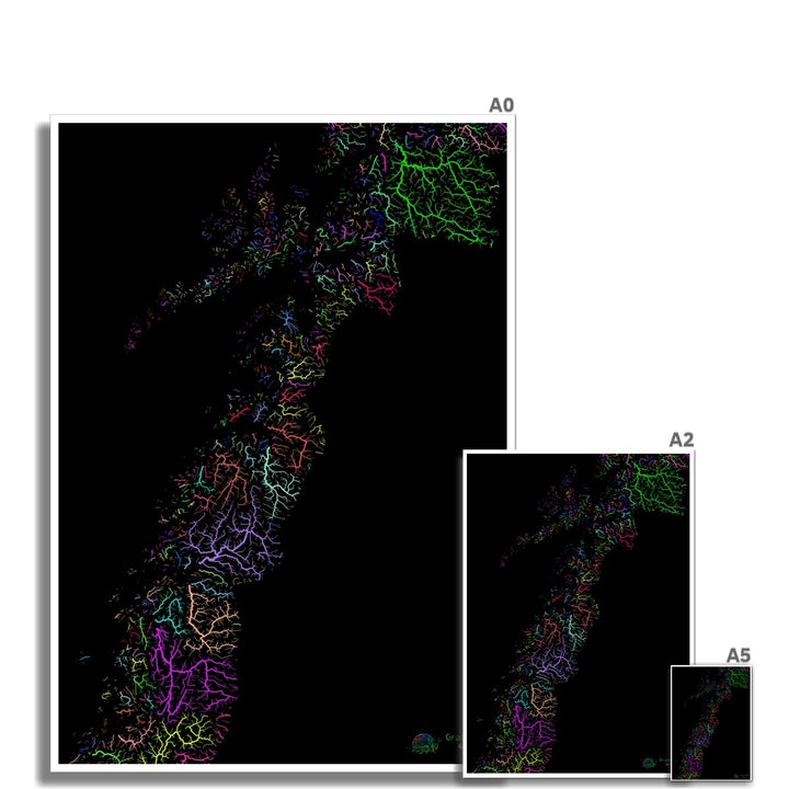 CUSTOM Nordland river basin map Fine Art Print