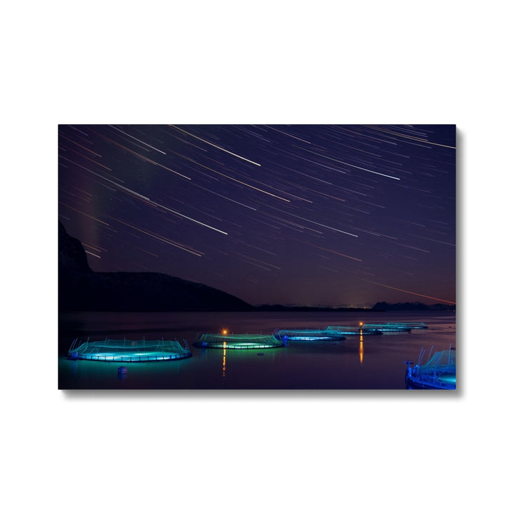 Star trails with aurora above the fish pens II - Canvas