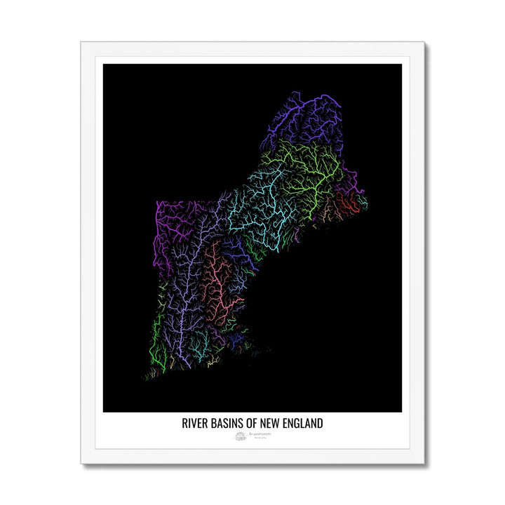 Lámina enmarcada Mapa personalizado de la cuenca del río Nueva Inglaterra