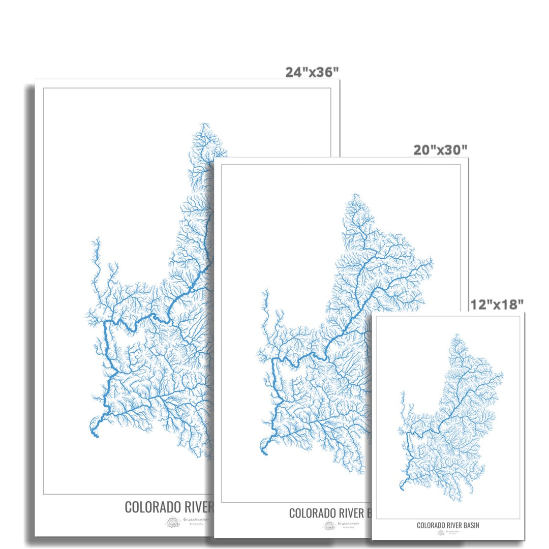 Carte personnalisée du bassin fluvial du Colorado I Photo Art Print