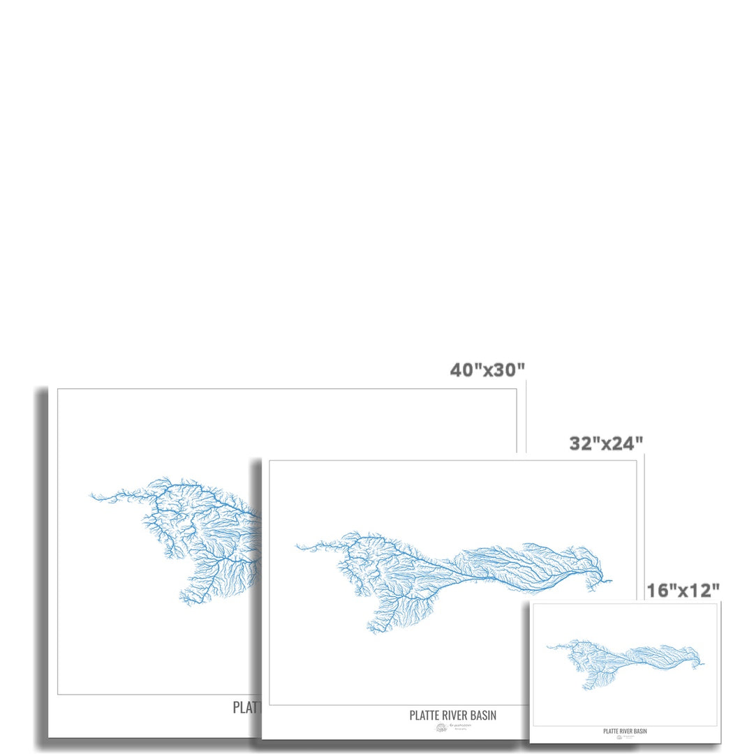 Carte personnalisée du bassin fluvial de Platte I Photo Art Print