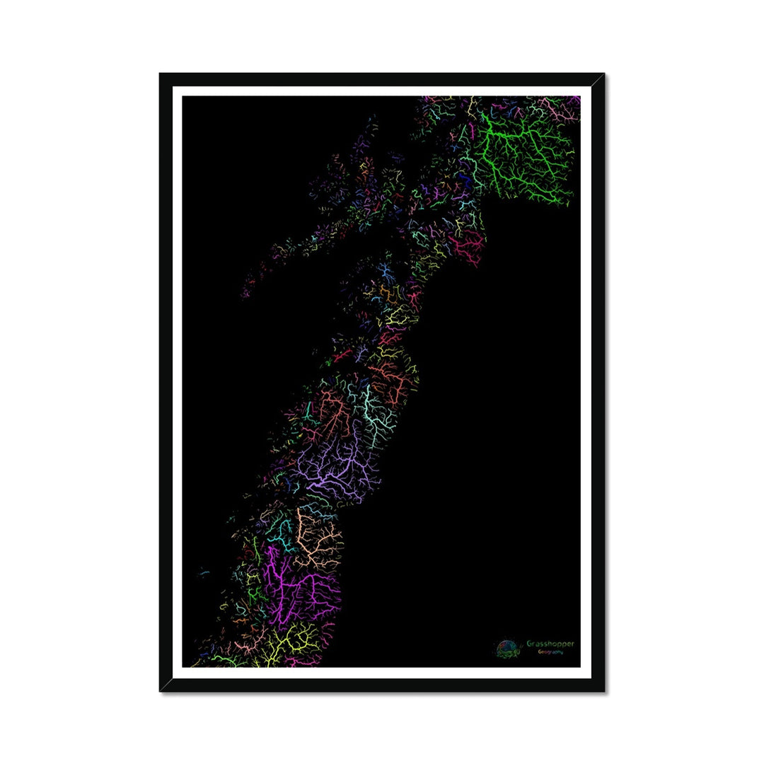 CUSTOM Nordland river basin map Framed Print
