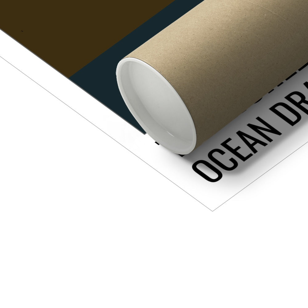 O mundo - Mapa da bacia de drenagem oceânica, preto com legenda v2 - Impressão de belas artes