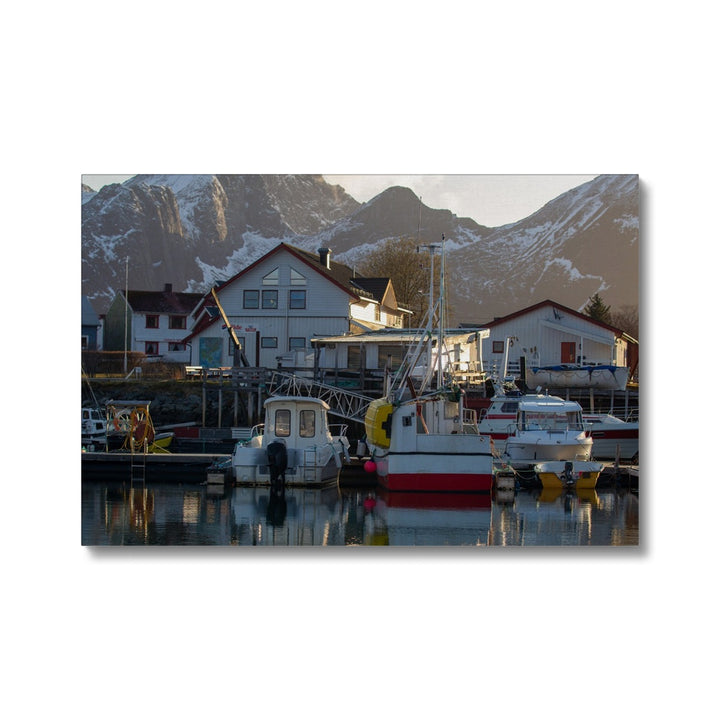 Skutvik harbour in the setting sun - Canvas